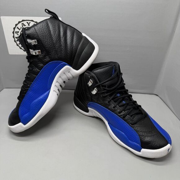 Nike Women Air Jordan 12 Retro Black/Hyper Royal AO6068-004 Size 8.5 Men Size 7 - Picture 11 of 13